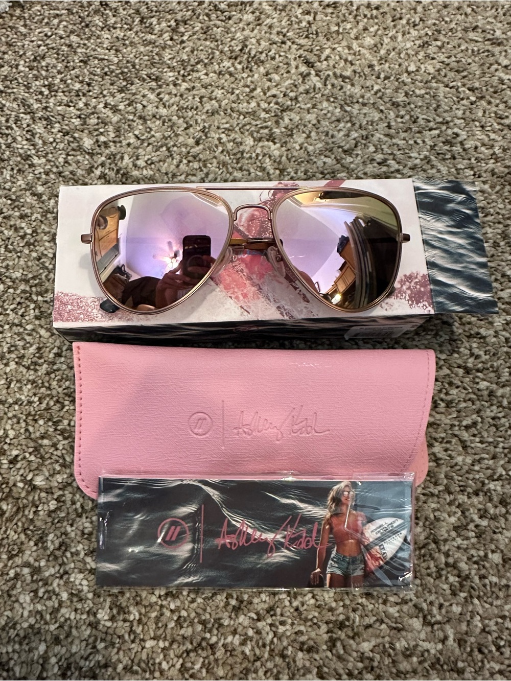 Blenders Ashley Kidd Pink Aviator Sunglasses with Mirrored Lenses